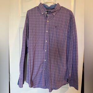 Izod Men's Purple Plaid Button Down Shirt